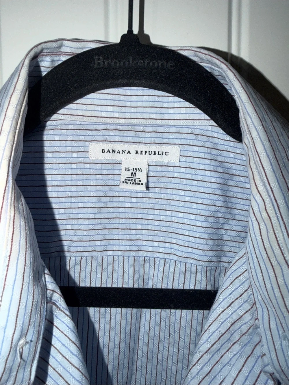 Banana Republic Classic Blue Stripe Men's Button-Down Dress Shirt